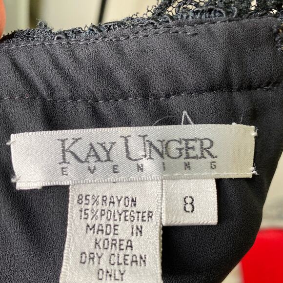 Kay Unger little black halter evening dress lace bodice size 8 - Picture 11 of 11